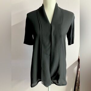 H by Halston Women’s Top/Blouse, Size XXS, Black, Twist Front, Sheer, Pullover